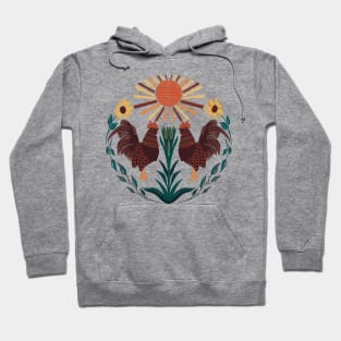 Folk Art Rooster Design Hoodie